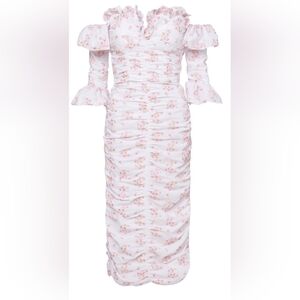 Markarian Octavia Embroidered Off-the-shoulder Midi Dress In White XS/US2 NWT